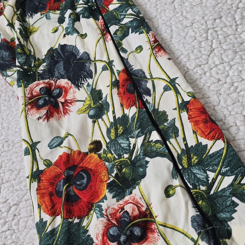 H&M Wide Leg Pants Floral Flowy Pull On Size 6 - Picture 3 of 12